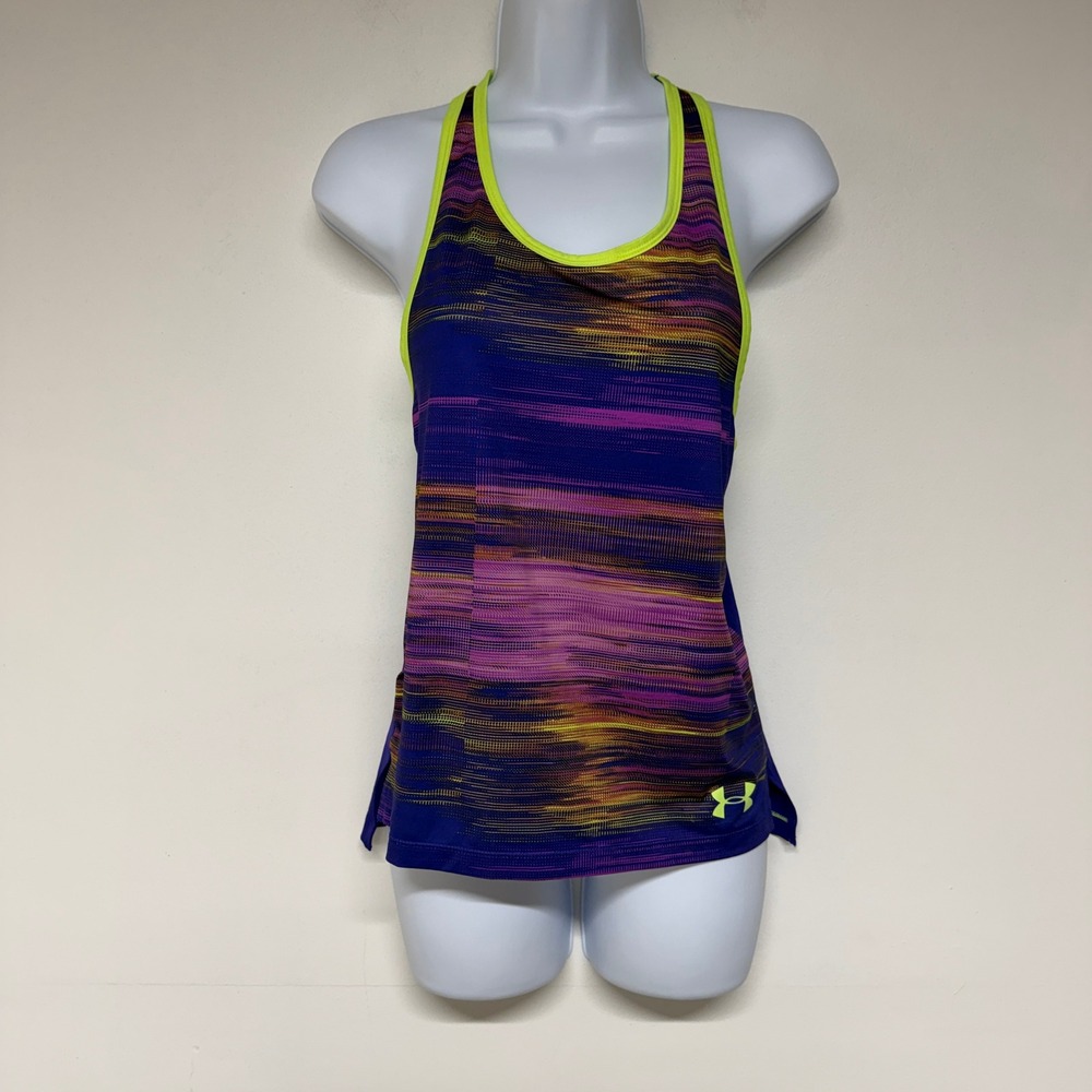 Under Armour Womens Small Purple Space Dye Racerback Athletic Tank Top Mesh Back